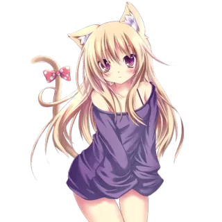 😾 ragazza anime, orecchie da gatto, kemonomimi, kawaii, cartone animato, carino, manga telegram sticker