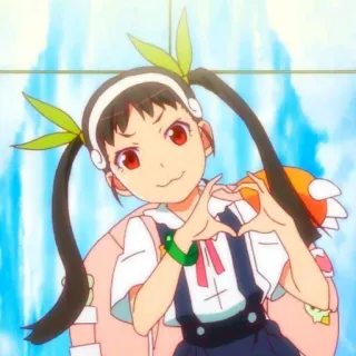 ❤ Hachikuji Mayoi Monogatari อนิเมะ, ตัวละคร, หัวใจ, แฟนอาร์ต, น่ารัก, ผู้หญิง whatsapp sticker