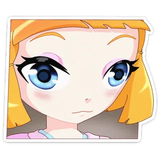 😔 cartoon, anime, girl, sticker, cute, character, illustration telegram sticker