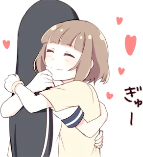 🤗 ギュー！ อนิเมะ, ผู้หญิง, กอด, หัวใจ, น่ารัก, คาวาอิ telegram sticker