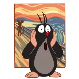😱 cartoon, mole, scream, art, expressionism, painting whatsapp sticker
