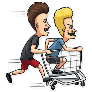🏃‍♂️ Beavis and Butt-Head бивис и баттхед, мультфильм, тележка для покупок, комедия telegram sticker
