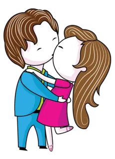 ❤ 키스, 커플, 사랑, 포옹, 만화 telegram sticker