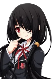 😏 Anime, Manga, Fille, Uniforme scolaire, Cheveux noirs, Yeux rouges whatsapp sticker