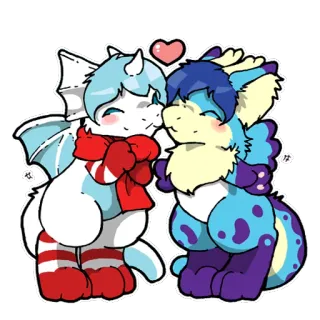 💞 imut, naga, hewan, kartun, cinta, hati, kawaii telegram sticker