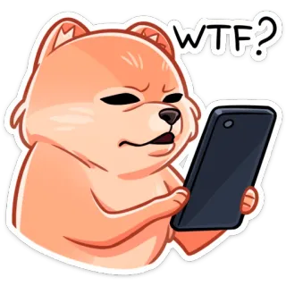 ⁉️ WTF? 도지, 밈, 개, 혼란, 뭐임, 인터넷 밈 telegram sticker