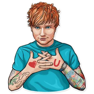 😍 Ed Sheeran I ❤️ U músico, cantante, amor, corazón, retrato, celebridad telegram sticker