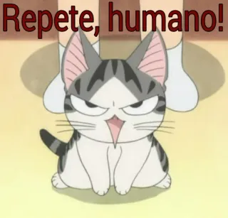 😡 Repete, humano! кот, аниме, смешно, мем whatsapp sticker