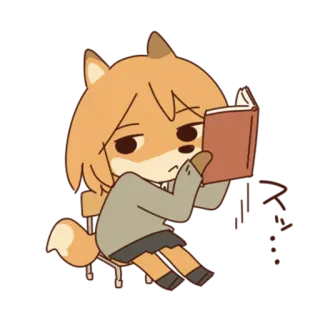 😒 renard, lecture, livre, étudiant, dessin animé, animal, personnage telegram sticker