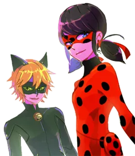 😺 Ladybug, Cat Noir Miraculous: Tales of Ladybug & Cat Noir cartone animato, supereroe, Ladybug, Chat Noir, Miraculous Ladybug, animato, coppia telegram sticker