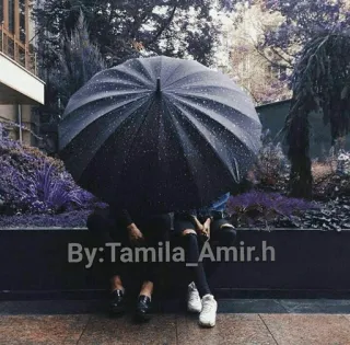 💞 By:Tamila_Amir.h ร่ม, ฝน, คน, สีดำ, วันฝนตก, เมือง telegram sticker