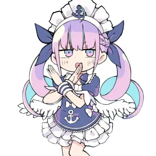 😀 garota anime, fofo, chibi, empregada, âncora, cabelo roxo telegram sticker