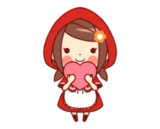 ❤ Little Red Riding Hood Desenho animado, Fofo, Chapeuzinho Vermelho, Menina, Coração telegram sticker