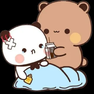 🍹 Panda, Orso, Malato, Ferito, Carino, Cartone animato telegram sticker