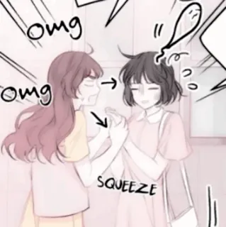 🍢 omg omg SQUEEZE Manga, Kreskówka, Ściskanie, Słodkie, Dziewczyna, Przyjaźń telegram sticker