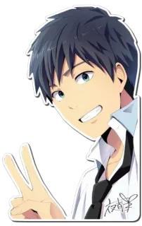 ✌️ Anime, Manga, Ragazzo, Segno di pace, Cartone animato, Personaggio telegram sticker