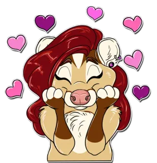 💕 Desenho animado, Antropomórfico, Animal, Coração, Fofo, Amor, Peludo whatsapp sticker