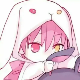 💜 Animé, Fille, Lapin, Rose, Mignon, Chibi telegram sticker