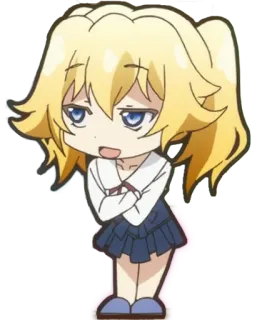 😏 Chica anime, Chibi, Linda, Pelo rubio, Uniforme escolar, Dibujo animado telegram sticker