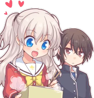 😍 Anime, Desenho animado, Casal, Amor, Corações, Fofo telegram sticker