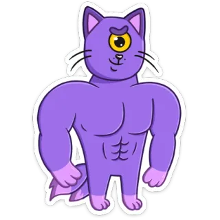 💪 kucing, cyclops, monster, kartun, lucu, stiker telegram sticker
