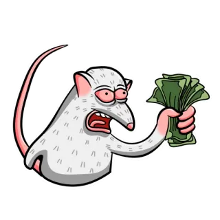 🤑 rata, dinero, dibujo animado, animal, riqueza, avaricia telegram sticker