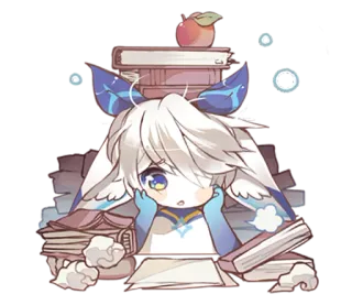 😞 Anime, Lapin, Mignon, Livres, Études, Fatigué, Chibi whatsapp sticker