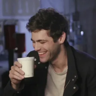 🏹 uomo, sorridente, ritratto, caffè, bere telegram sticker