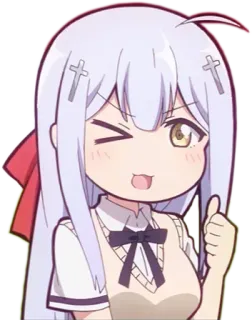 😉 Anime, Manga, Schattig, Personage, Meisje, Chibi, Knipoog telegram sticker