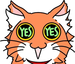 👍 YES YES Katze, Ja, Bestätigung, niedlich, Tier, Cartoon, Zustimmung whatsapp sticker