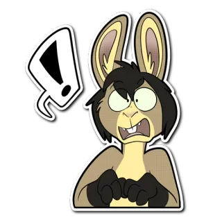❗ animal, dessin animé, expression, choqué, question, lapin, lapin telegram sticker