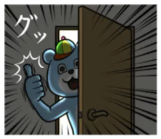 🌓 グッ oso, pulgar arriba, dibujos animados, saludo, puerta whatsapp sticker