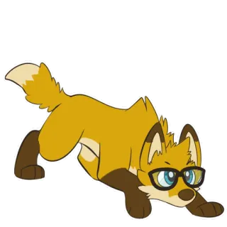 😉 fox, animal, glasses, cartoon, cute, yellow, tan, pose telegram sticker