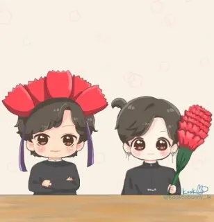 🌺 @kookjooee_jk kpop, cartoon, słodkie, fanart, postacie, chibi telegram sticker