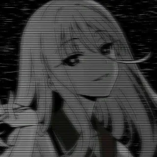 🖤 Anime, Ragazza, Triste, Grigio, Bianco e nero, Arte digitale telegram sticker