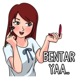 💄 BENTAR YAA.. Trucco, Cartone animato, Donna, Bellezza, Cosmetici, Femmina whatsapp sticker