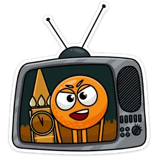 📺 cartoon, orange, tv, character, London, Big Ben telegram sticker