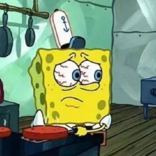 😦 Spongebob Squarepants спанч боб, мультфильм, уставший, кухня, квадратные штаны telegram sticker