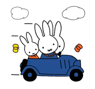 😃 Miffy Miffy, lapin, voiture, lapinou, dessin animé telegram sticker