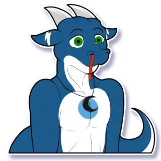 💄 Drache, Fellwesen, Cartoon, Fantasy, Fabelwesen, Blau, Tier telegram sticker
