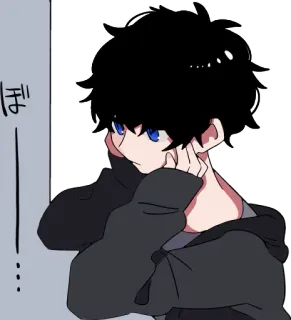 😶 ぼ... anime, con trai, manga, tóc đen telegram sticker