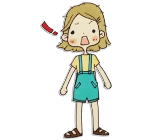 😠 Cartoon, Mädchen, geschockt, verwirrt, Ausdruck, Sticker whatsapp sticker