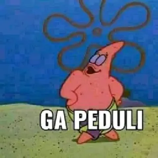 🙄 Patrick Star SpongeBob SquarePants GA PEDULI Patryk Rozgwiazda, nie obchodzi mnie, Spongebob, kreskówka, mem, śmieszne, animowany telegram sticker