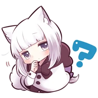 🤔 Catgirl, Аниме, Чиби, Вопрос, Милый, Каваий telegram sticker
