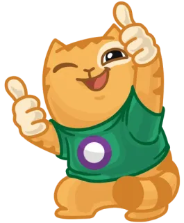 👍 chat, animal, autocollant, dessin animé, joyeux, pouce levé telegram sticker