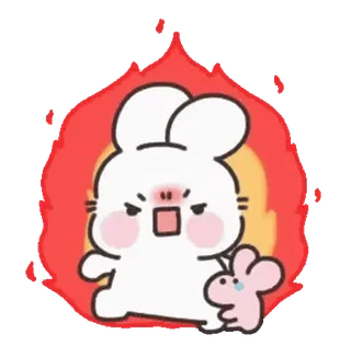 😊 兔子, 生气, 可爱, 火, 卡通 telegram sticker