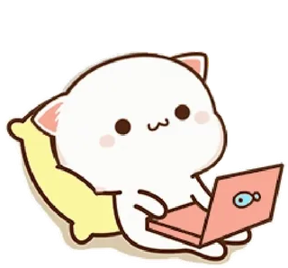 💻 gato, portátil, dibujos animados, animal, lindo, kawaii telegram sticker