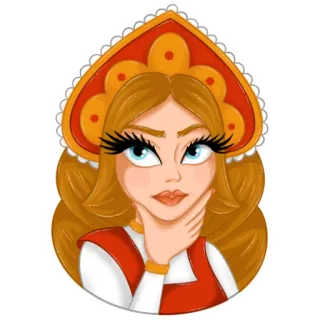 🤔 Russo, Mulher, Kokoshnik, Cocar, Traje folclórico, Roupa tradicional whatsapp sticker