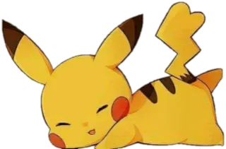 ☺️ Pikachu Pokemon ปิกาจู, โปเกมอน, น่ารัก, สีเหลือง, นอน, หลับ telegram sticker