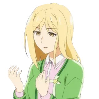 ✋ anime, dibujos animados, chica, rubia, triste, mujer whatsapp sticker